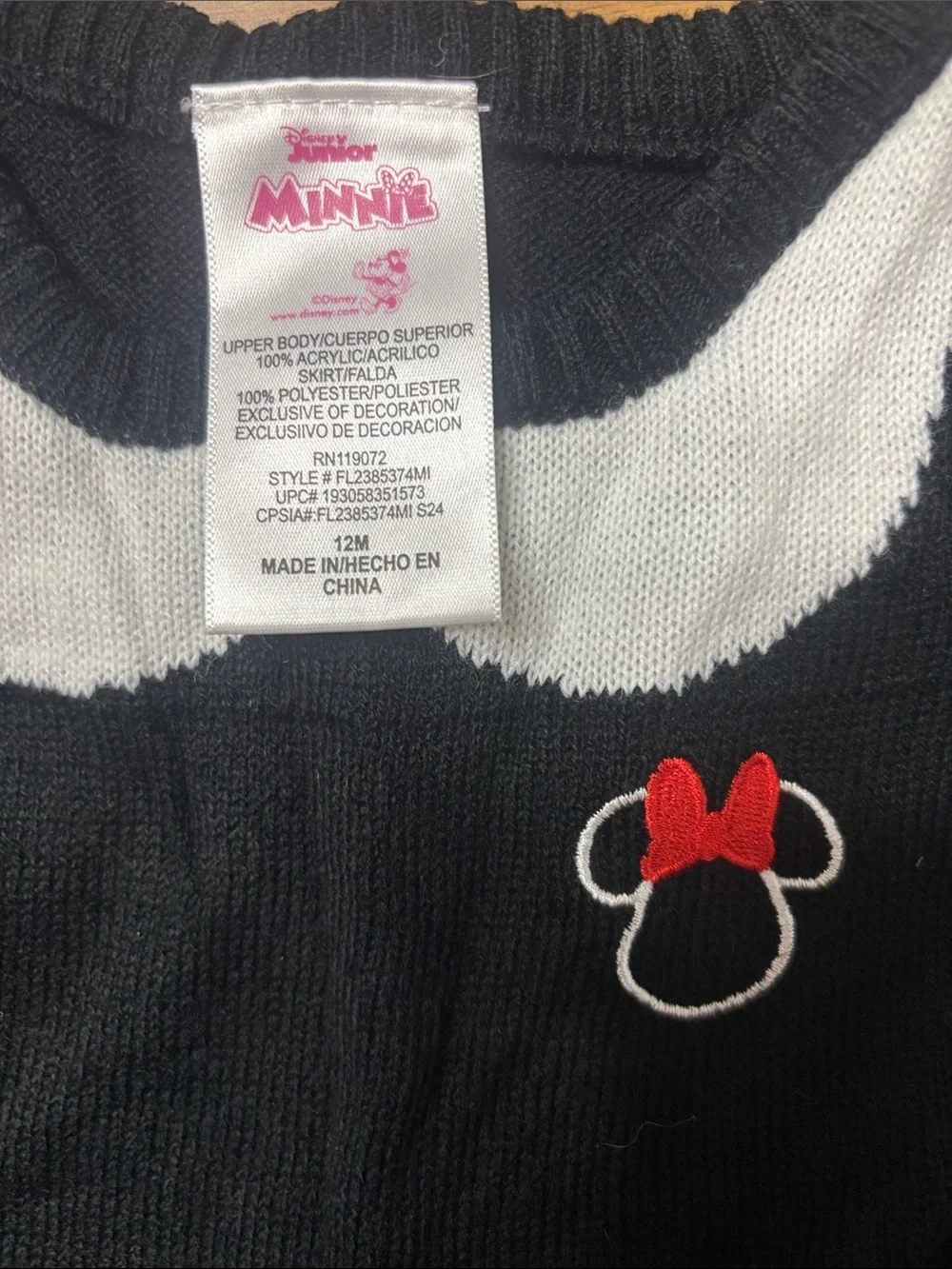 Disney Minnie Mouse Dress Black Red Halloween Costume School Daycare 12 Months